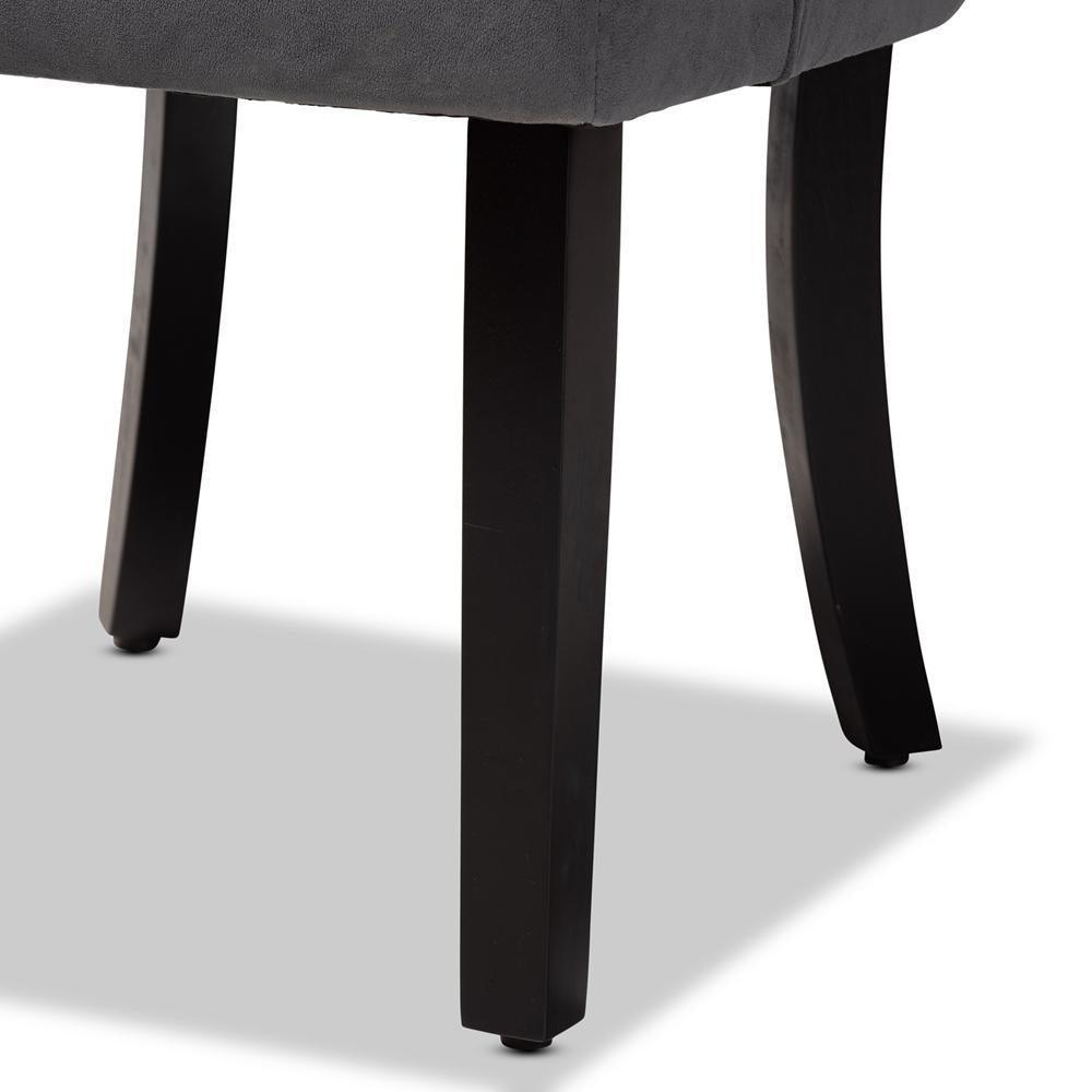 Fabre Modern Transitional Grey Velvet Fabric Upholstered and Dark Brown Finished Wood 2-Piece Dining Chair Set FredCo