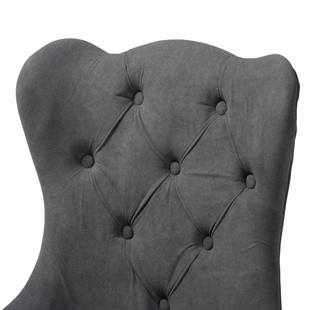 Fabre Modern Transitional Grey Velvet Fabric Upholstered and Dark Brown Finished Wood 2-Piece Dining Chair Set FredCo