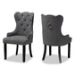 Fabre Modern Transitional Grey Velvet Fabric Upholstered and Dark Brown Finished Wood 2-Piece Dining Chair Set FredCo