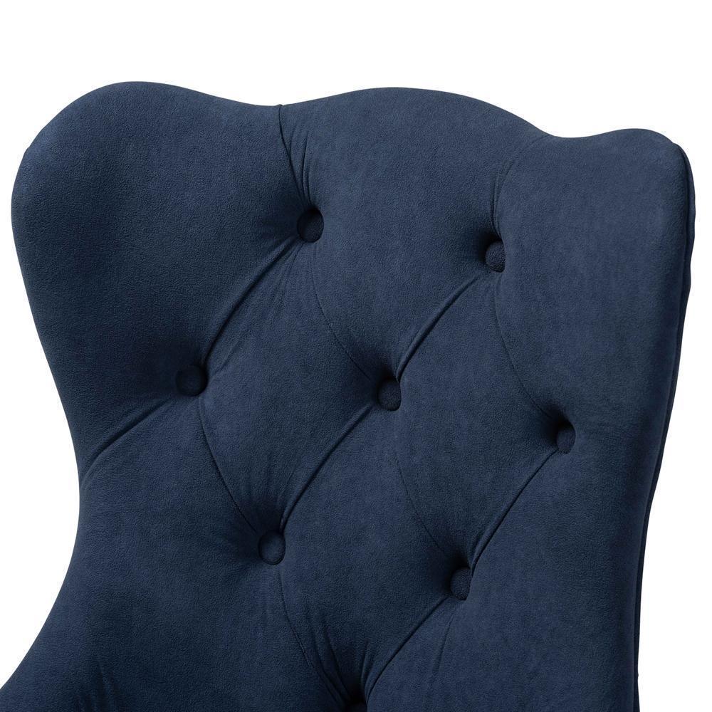Fabre Modern Transitional Navy Blue Velvet Fabric Upholstered and Dark Brown Finished Wood 2-Piece Dining Chair Set FredCo