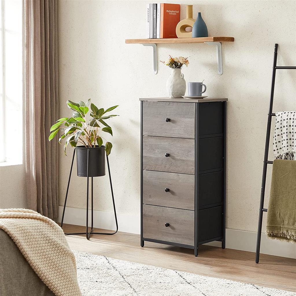 Fabric Dresser with 4 Drawers Gray FredCo