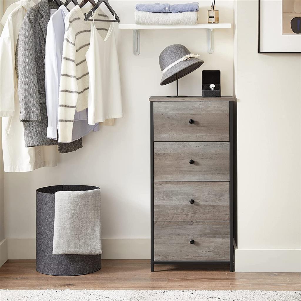 Fabric Dresser with 4 Drawers Gray FredCo