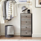 Fabric Dresser with 4 Drawers Gray FredCo