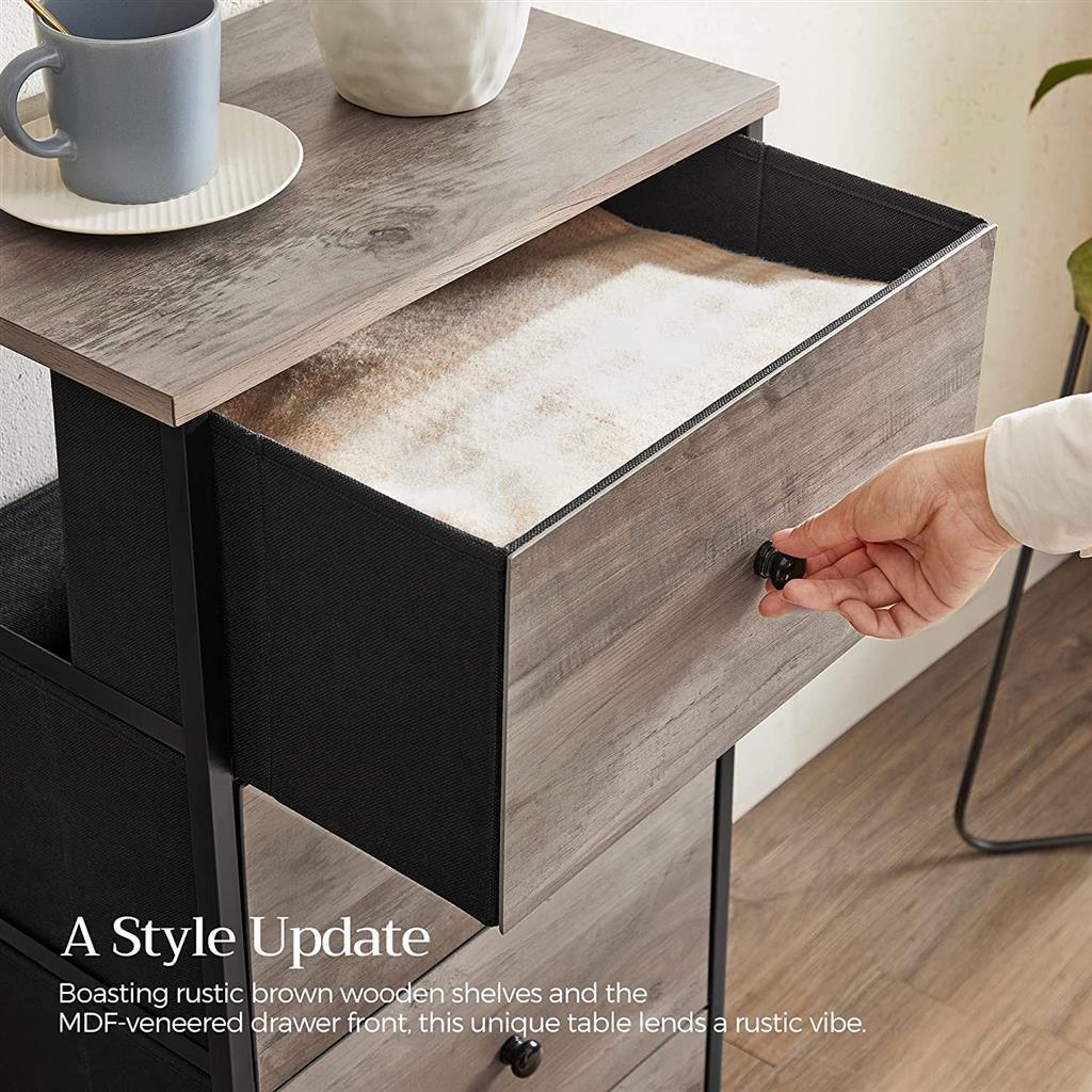 Fabric Dresser with 4 Drawers Gray FredCo