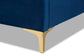 Fabrico Contemporary Glam and Luxe Navy Blue Velvet Fabric Upholstered and Gold Metal King Size Platform Bed FredCo