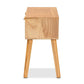 Falan Mid-Century Modern Oak Brown Finished Wood 2-Drawer Console Table with Rattan FredCo