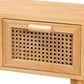 Falan Mid-Century Modern Oak Brown Finished Wood 2-Drawer Console Table with Rattan FredCo