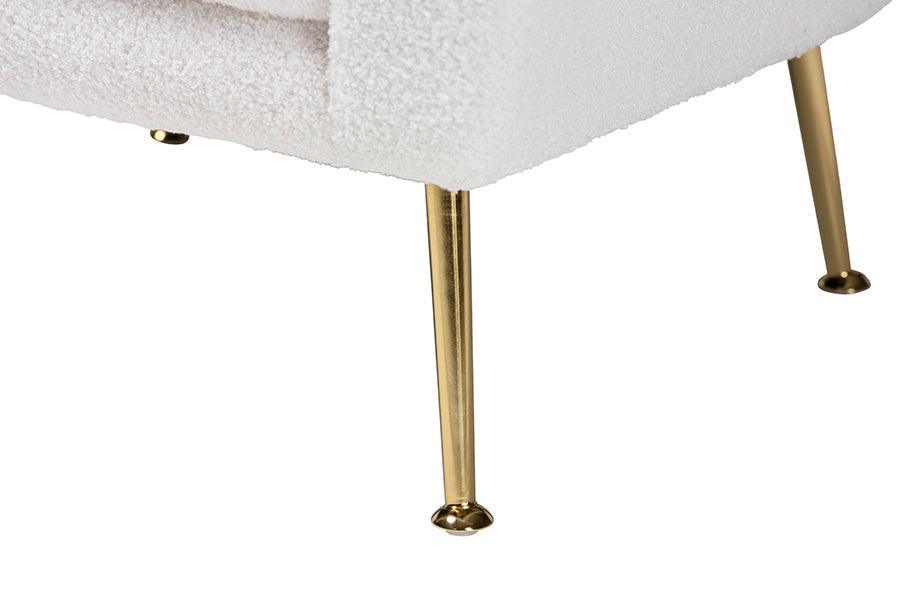 Fantasia Modern and Contemporary Ivory Boucle Upholstered and Gold Metal Armchair FredCo