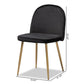 Fantine Modern Luxe and Glam Black Velvet Fabric Upholstered and Gold Finished Metal 2-Piece Dining Chair Set FredCo