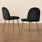 Fantine Modern Luxe and Glam Black Velvet Fabric Upholstered and Gold Finished Metal 2-Piece Dining Chair Set FredCo