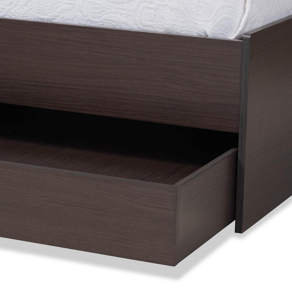 Faraday Modern and Contemporary Dark Brown Finished Wood Twin Size Platform Storage Corner Bed FredCo