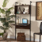 Fariat Modern Industrial Walnut Brown Finished Wood and Black Metal Display Shelf with Desk FredCo