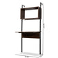 Fariat Modern Industrial Walnut Brown Finished Wood and Black Metal Display Shelf with Desk FredCo