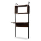 Fariat Modern Industrial Walnut Brown Finished Wood and Black Metal Display Shelf with Desk FredCo
