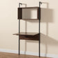 Fariat Modern Industrial Walnut Brown Finished Wood and Black Metal Display Shelf with Desk FredCo