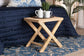 Farica Modern Bohemian Natural Rattan And Mahogany Accent Bench FredCo