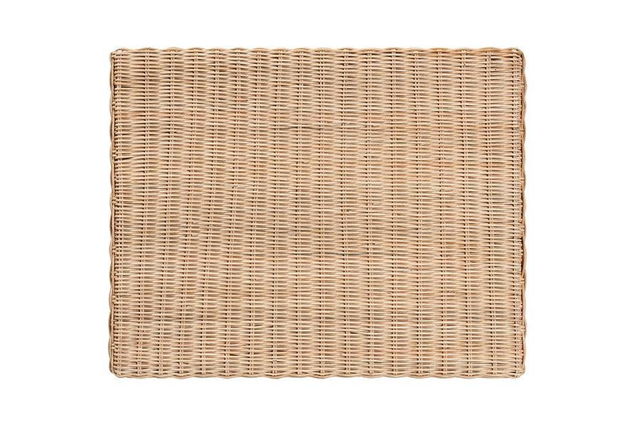 Farica Modern Bohemian Natural Rattan And Mahogany Accent Bench FredCo