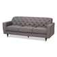 Farley Modern and Contemporary Transitional Grey Fabric Upholstered and Dark Brown Finished Wood Sofa FredCo