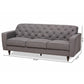 Farley Modern and Contemporary Transitional Grey Fabric Upholstered and Dark Brown Finished Wood Sofa FredCo