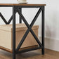 Farmhouse-style Rustic Brown & Black Side Table Nightstand FredCo
