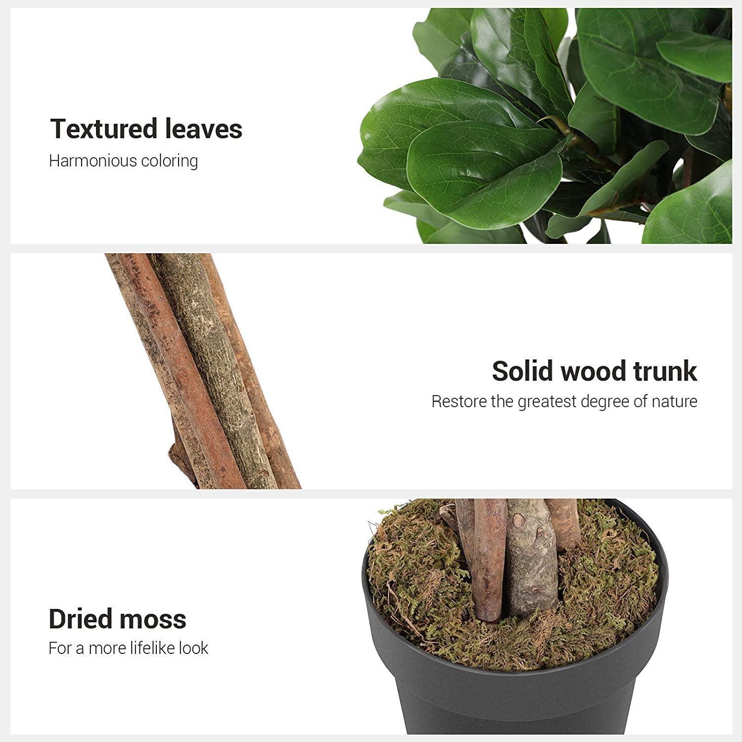 Faux Fiddle Leaf Fig Tree, Green 71 Inch Tall FredCo