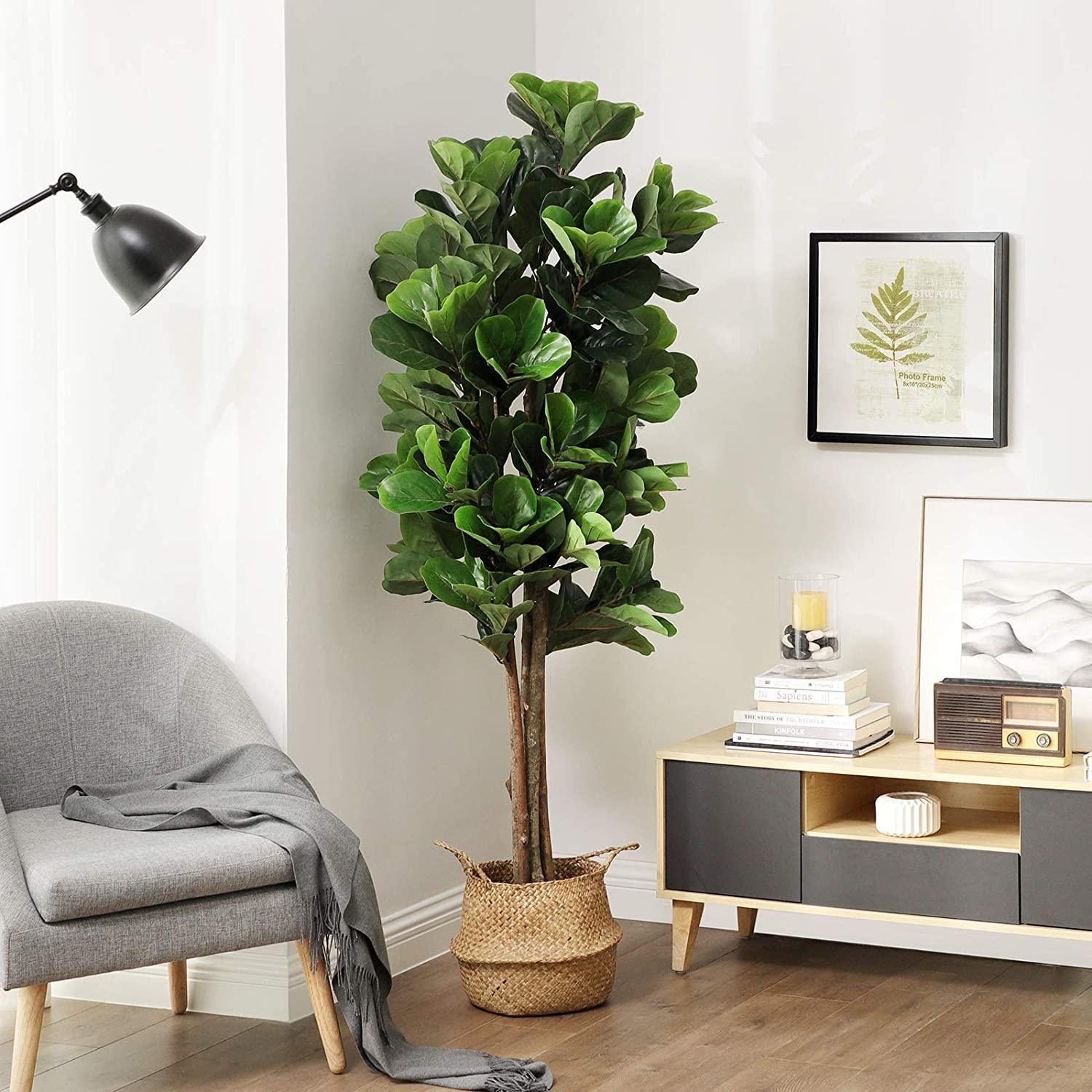 Faux Fiddle Leaf Fig Tree, Green 71 Inch Tall FredCo