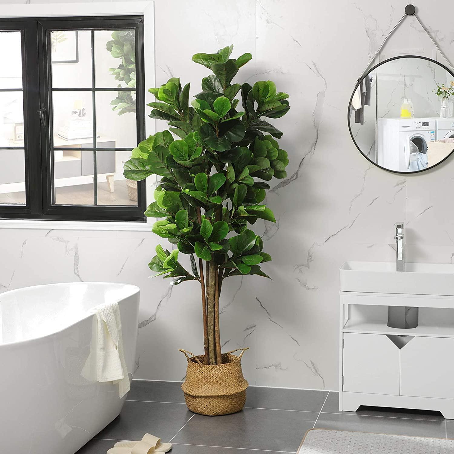 Faux Fiddle Leaf Fig Tree, Green 71 Inch Tall FredCo