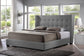 Favela Gray Linen Modern Bed with Upholstered Headboard - King Size FredCo