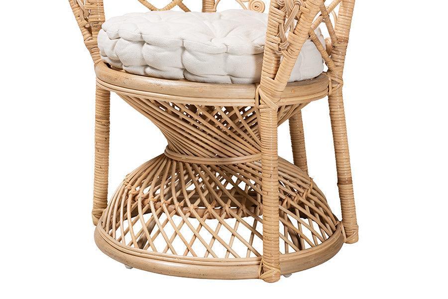Fedra Modern Bohemian Natural Brown Rattan Peacock Accent Chair FredCo