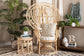 Fedra Modern Bohemian Natural Brown Rattan Peacock Accent Chair FredCo