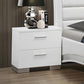 Felicity 2-drawer Nightstand Glossy White 203502 Coaster FredCo