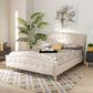 Felisa Modern and Contemporary Beige Fabric Upholstered and Button Tufted King Size Platform Bed FredCo