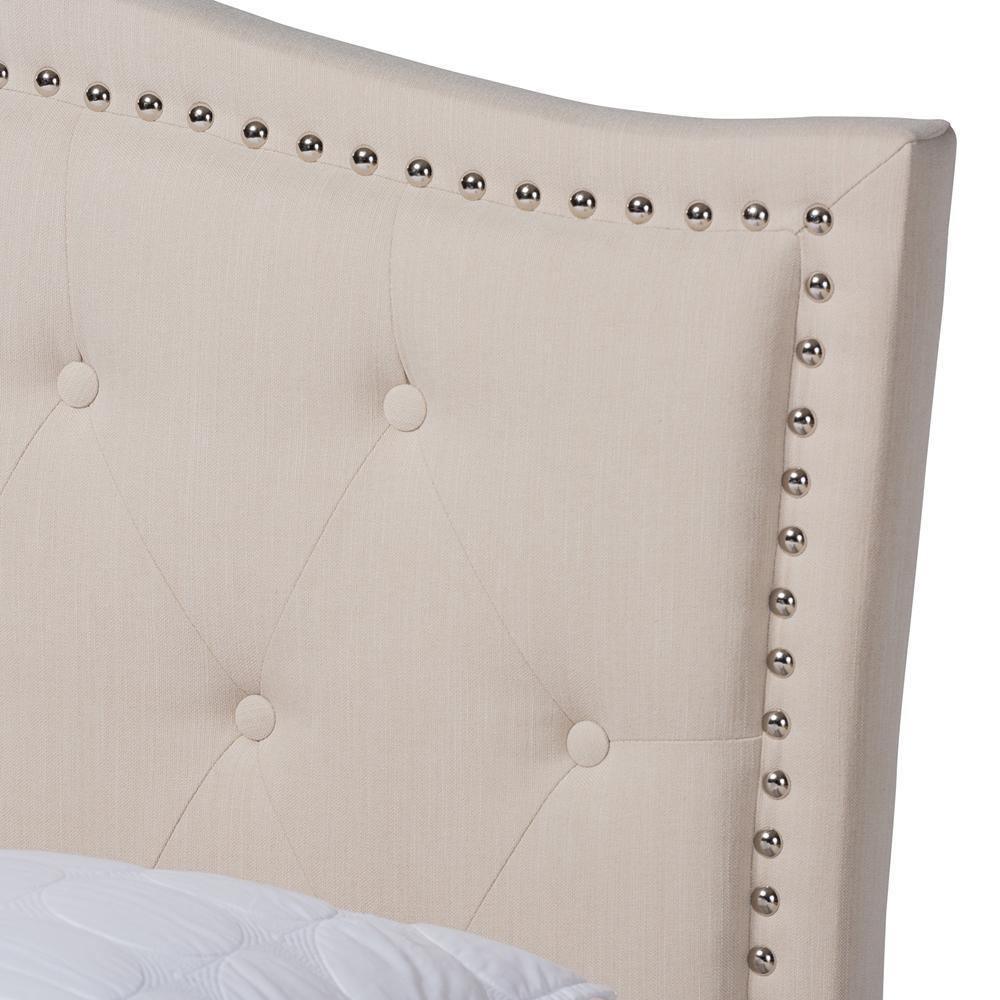 Felisa Modern and Contemporary Beige Fabric Upholstered and Button Tufted King Size Platform Bed FredCo