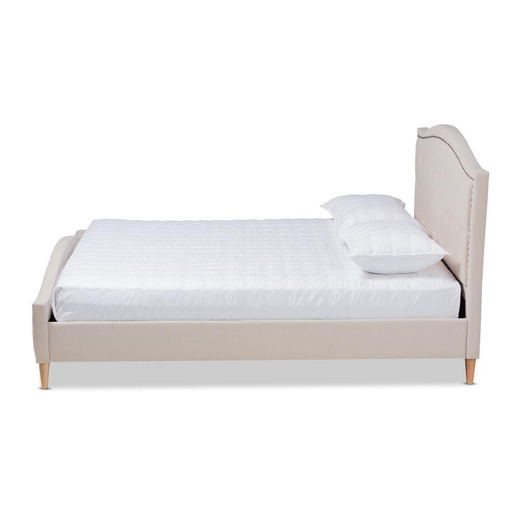 Felisa Modern and Contemporary Beige Fabric Upholstered and Button Tufted King Size Platform Bed FredCo