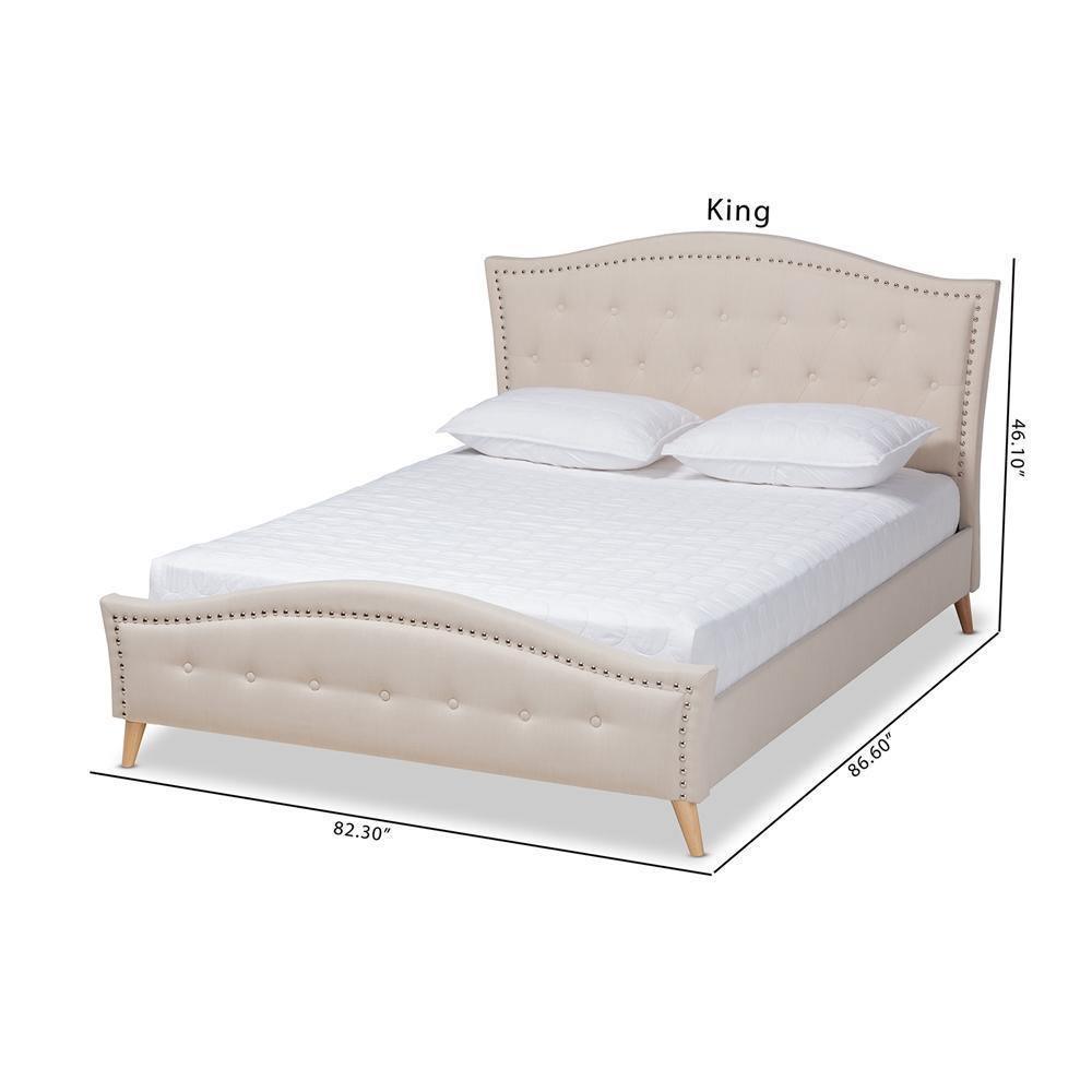 Felisa Modern and Contemporary Beige Fabric Upholstered and Button Tufted King Size Platform Bed FredCo