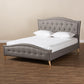 Felisa Modern and Contemporary Grey Fabric Upholstered and Button Tufted King Size Platform Bed FredCo