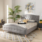 Felisa Modern and Contemporary Grey Fabric Upholstered and Button Tufted King Size Platform Bed FredCo