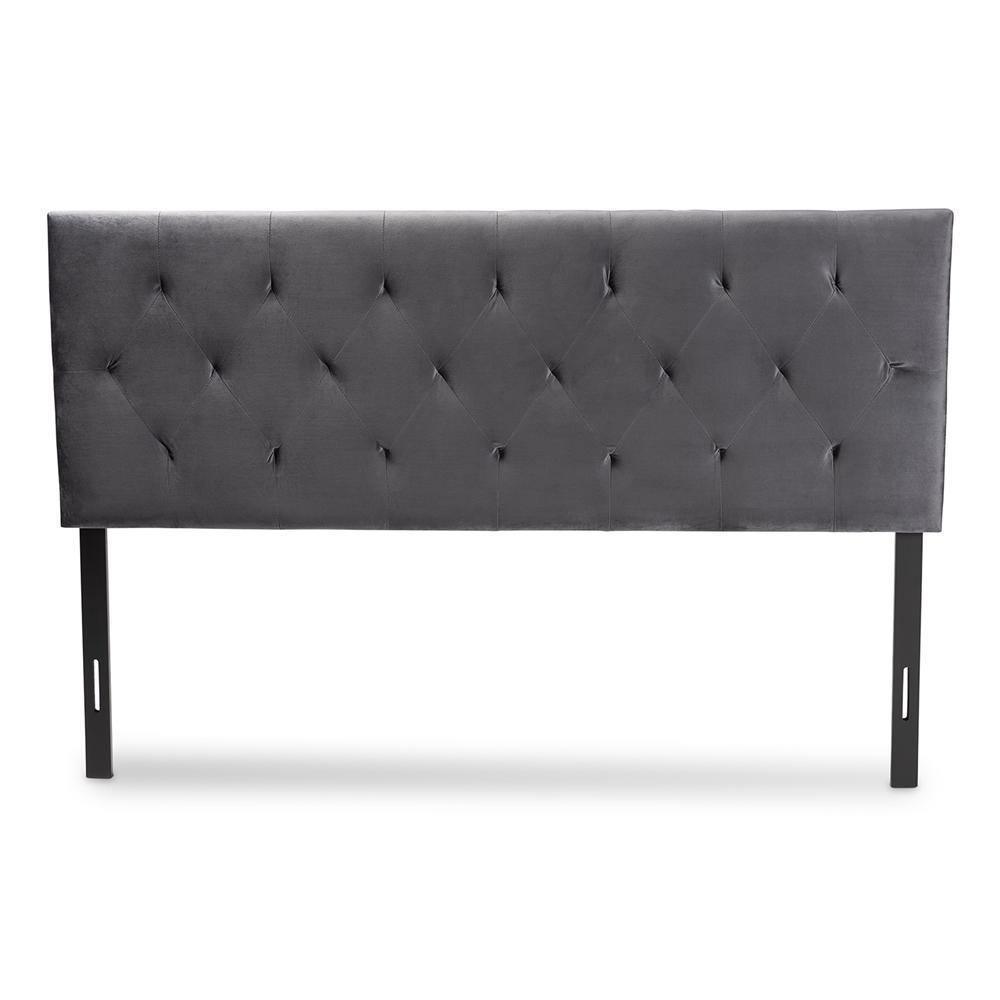 Felix Modern and Contemporary Grey Velvet Fabric Upholstered Queen Size Headboard FredCo