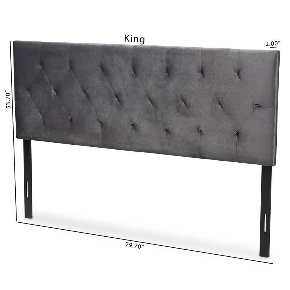Felix Modern and Contemporary Grey Velvet Fabric Upholstered Queen Size Headboard FredCo