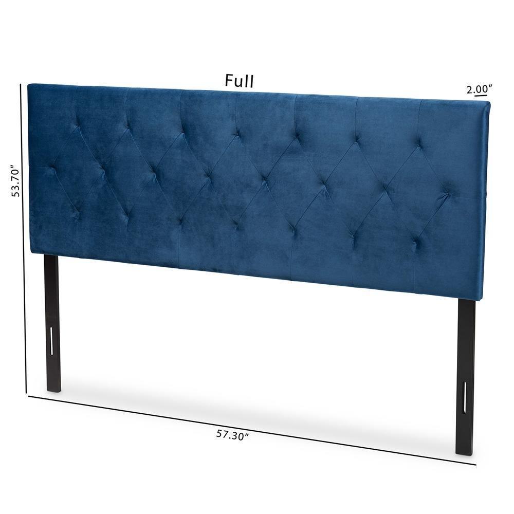 Felix Modern and Contemporary Navy Blue Velvet Fabric Upholstered Full Size Headboard FredCo