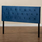 Felix Modern and Contemporary Navy Blue Velvet Fabric Upholstered Queen Size Headboard FredCo