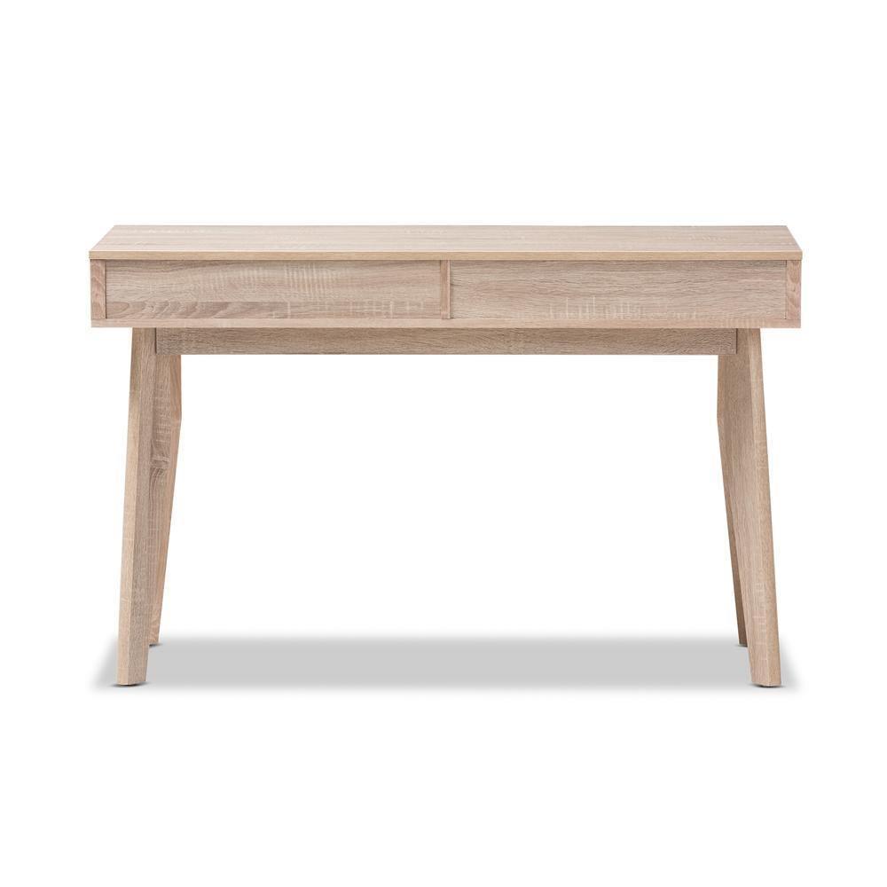 Fella Mid-Century Modern 2-Drawer Oak and Grey Wood Study Desk FredCo