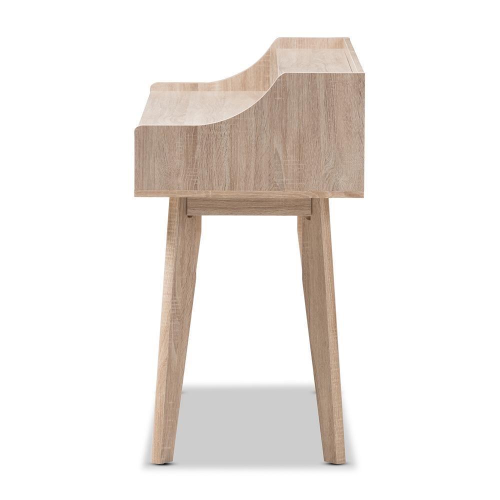 Fella Mid-Century Modern 4-Drawer Oak and Grey Wood Study Desk FredCo
