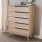 Fella Mid-Century Modern Two-Tone Oak and Grey Wood 5-Drawer Chest FredCo
