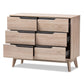 Fella Mid-Century Modern Two-Tone Oak and Grey Wood 6-Drawer Dresser FredCo