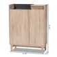 Fella Mid-Century Modern Two-Tone Oak Brown and Dark Gray Entryway Shoe Cabinet with Lift-Top Storage Compartment FredCo