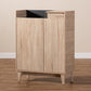 Fella Mid-Century Modern Two-Tone Oak Brown and Dark Gray Entryway Shoe Cabinet with Lift-Top Storage Compartment FredCo