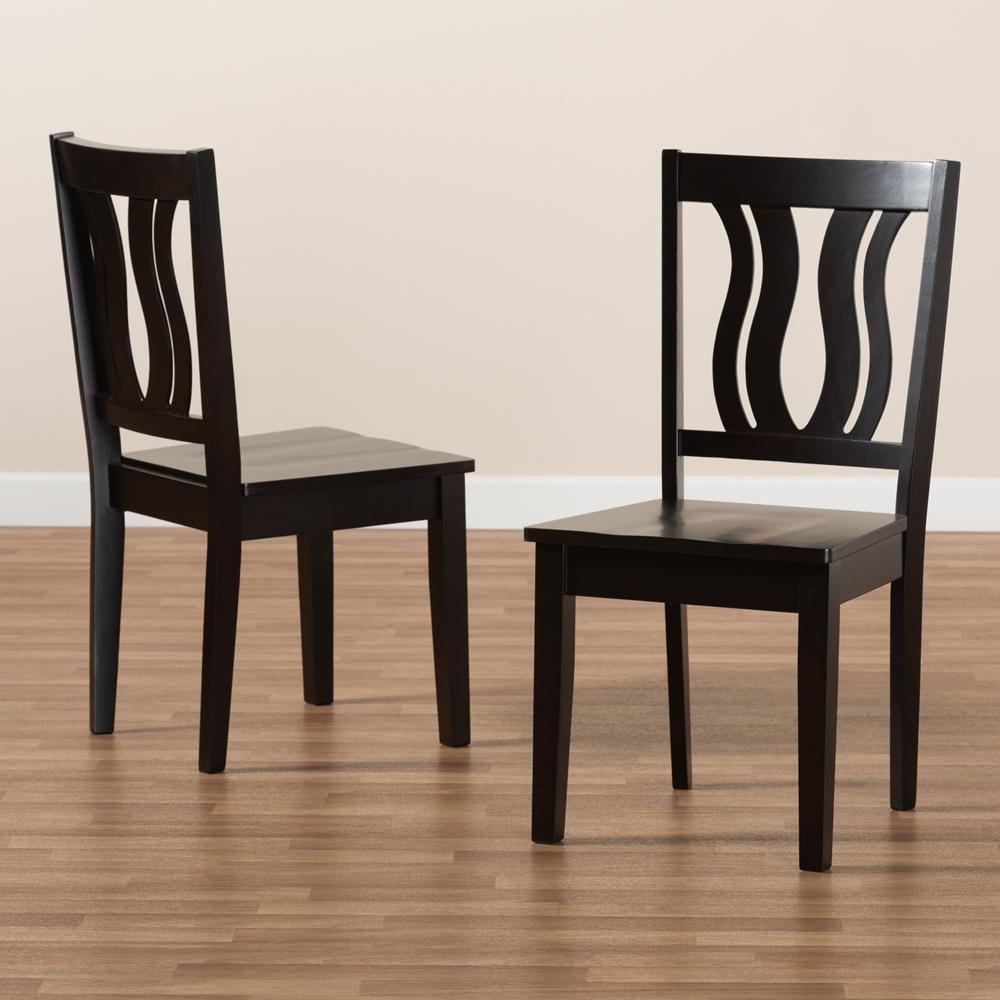Fenton Modern and Contemporary Transitional Dark Brown Finished Wood 2-Piece Dining Chair Set FredCo