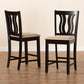 Fenton Modern and Contemporary Transitional Sand Fabric Upholstered and Dark Brown Finished Wood 2-Piece Counter Stool Set FredCo