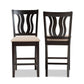 Fenton Modern and Contemporary Transitional Sand Fabric Upholstered and Dark Brown Finished Wood 2-Piece Counter Stool Set FredCo